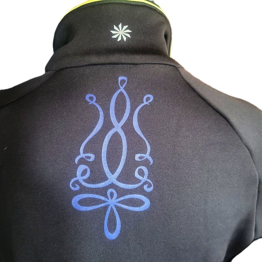 Athleta Women's Black/Lime/Purple 1/4 Zip Fitted Fleece Pullover - Size M - Picture 5 of 11